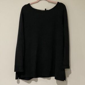 EUC Eileen Fisher Elegant Dark Gray Merino Wool Long Sleeve Sweater